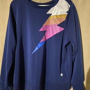 Torrid Active Blue Top with Lightning bolt & matching leggings with pockets EUC